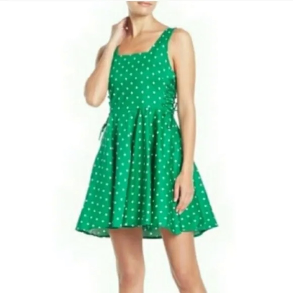 Bailey Blue Green & White Polka Dot Dress Sz M NWOT
